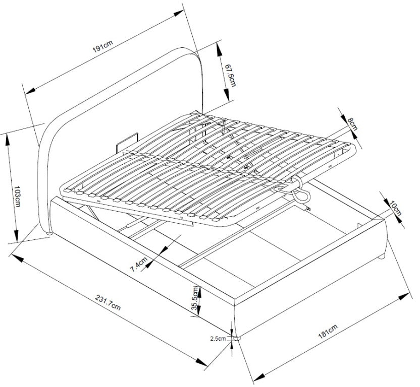 מיטה דגם LUMINA עם ארגז מצעים.